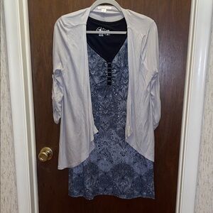 Gerry size S black/gray sleeveless dress & Coldwater Creek XS gray cardigan